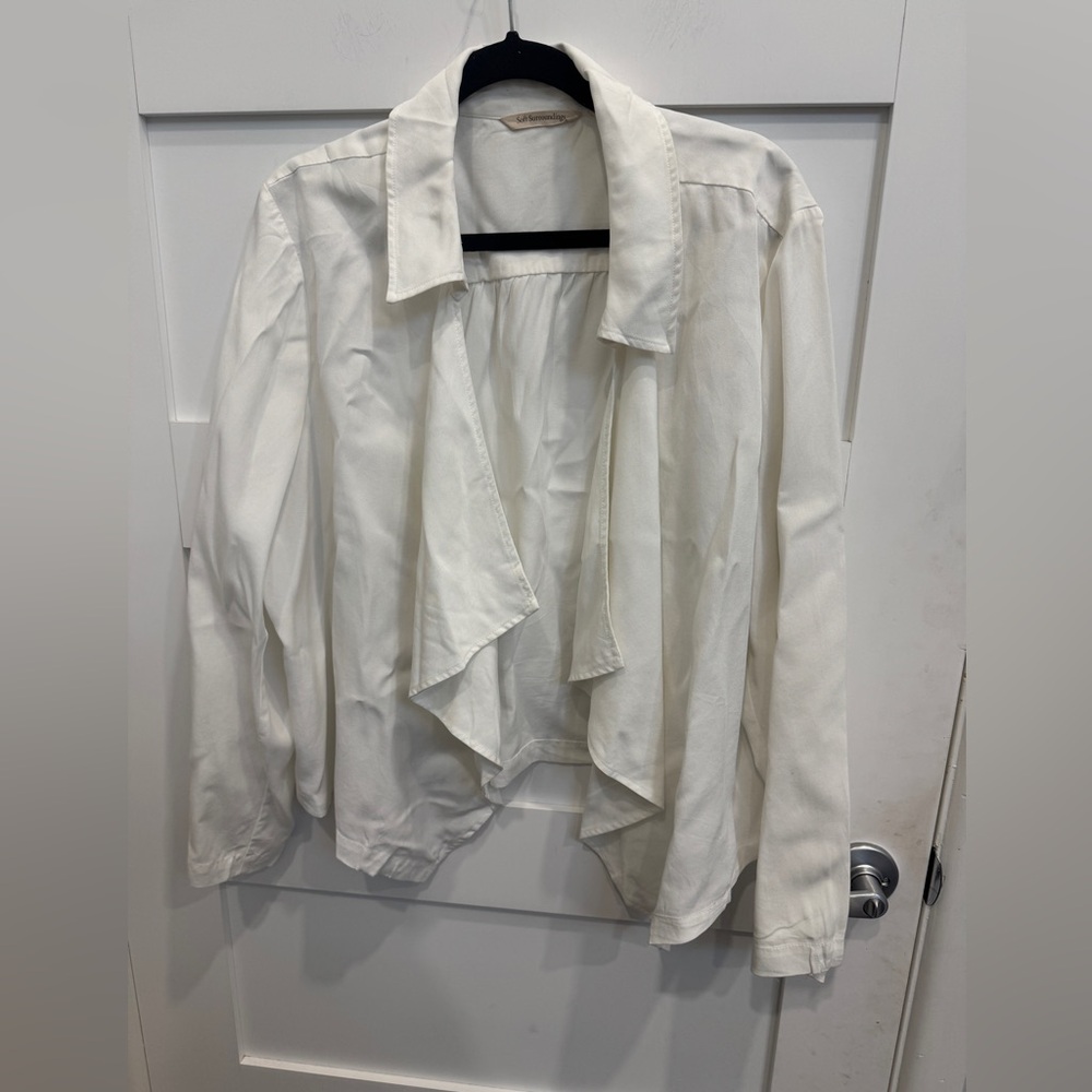 Soft Surroundings Cream Drape Front Blouse